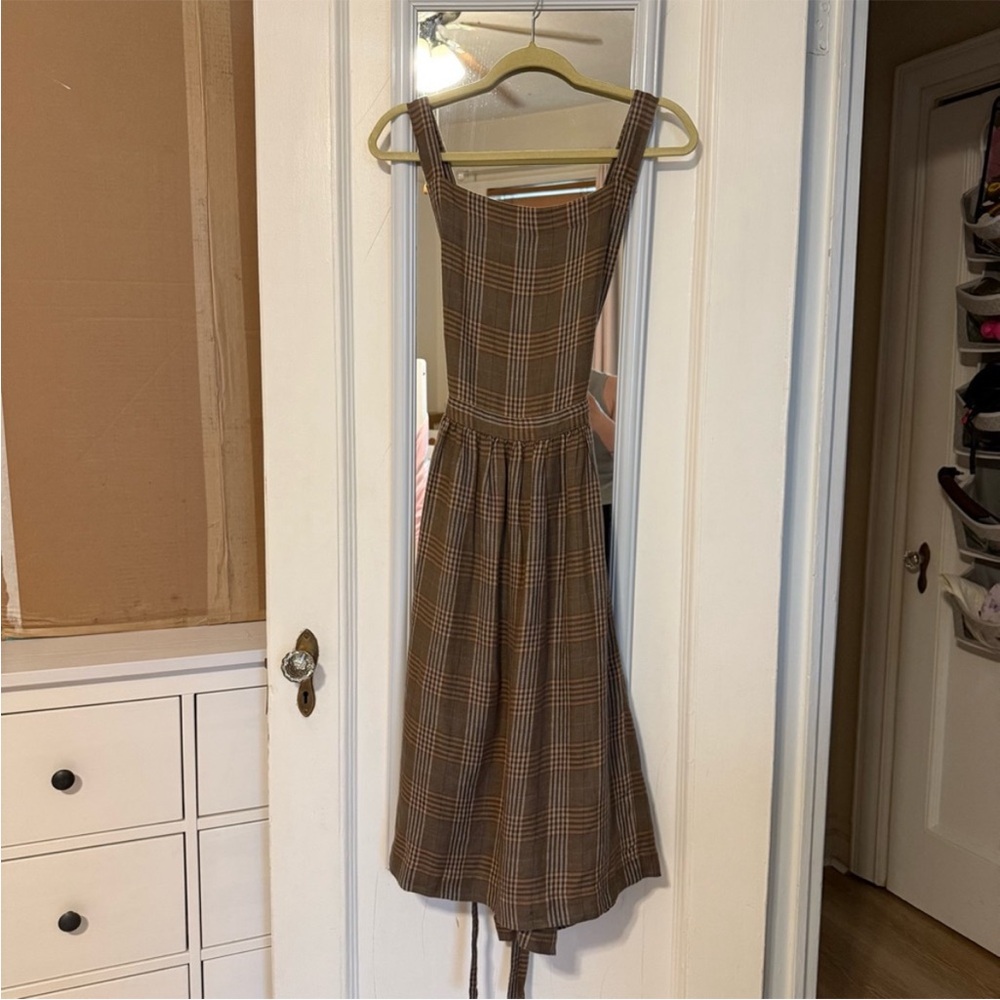Son de Flor Brown Plaid tartan apron pinafore